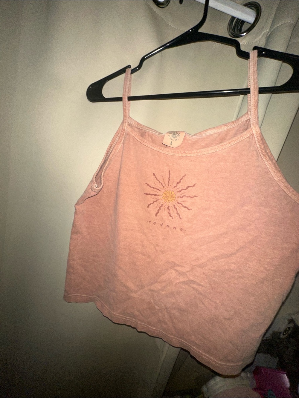 VTG celestial sun spaghetti strap crop top women’s size large
